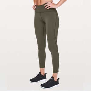 LULULEMON Train Times 7/8 Cropped Workout Leggings 25" Dark Olive Green Sz 4
